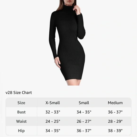 NWT Women’s Cowl Neck Ribbed BodyCon Sweater Dress - Picture 6 of 7